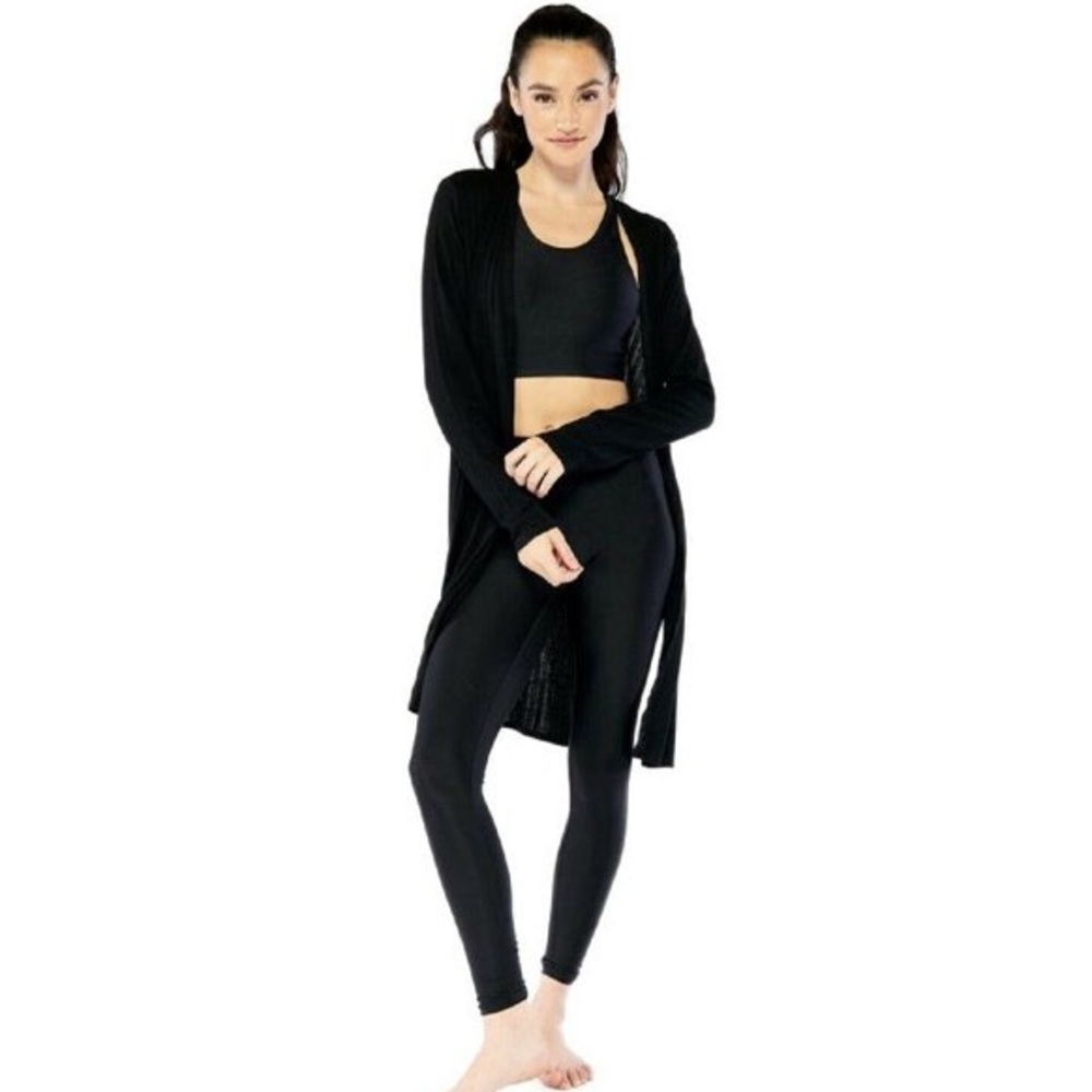 Electric Yoga Ribbed Slitted Cardigan Black Small